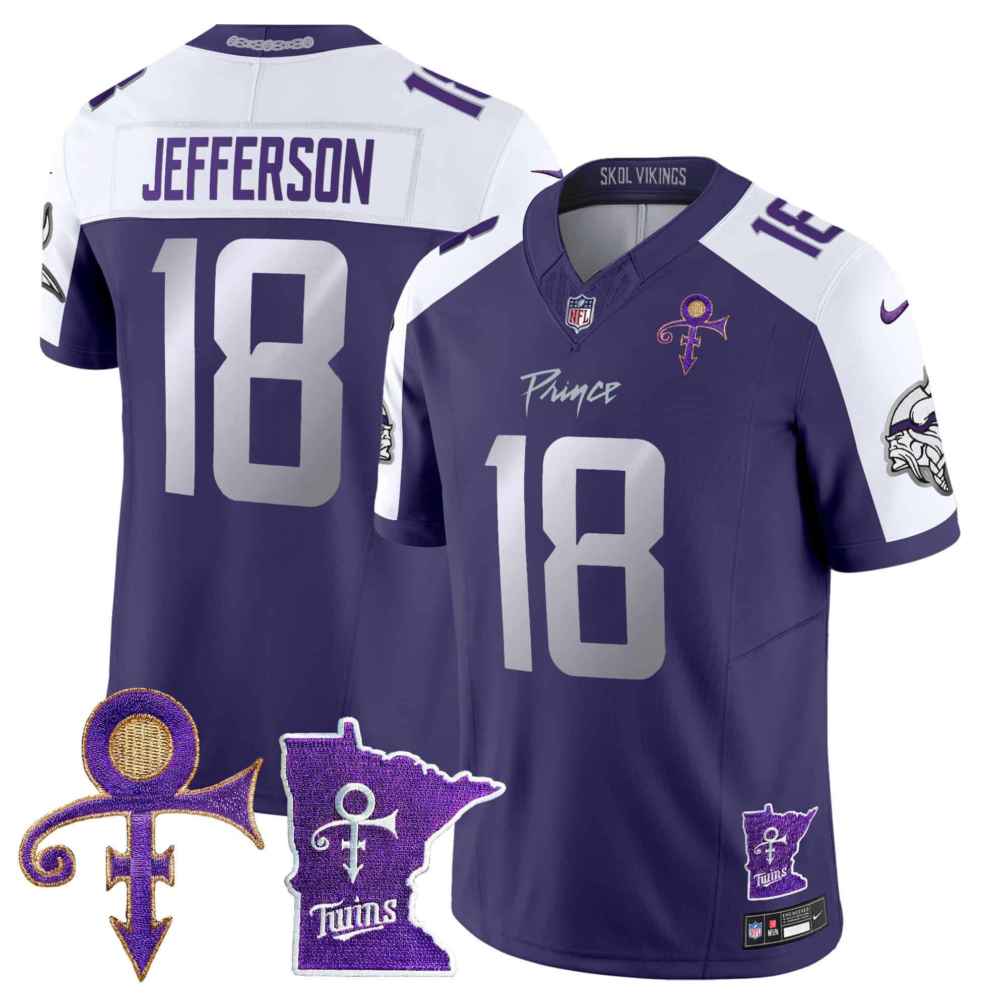 Men Minnesota Vikings #18 Jefferson Purple 2024 Nike Prince Vapor Limited NFL Jersey